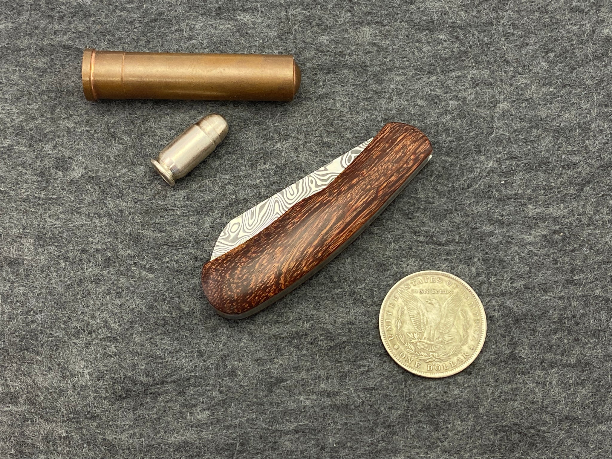 Tinus Stone Gunstock Damasteel Slipjoint w/ Camel Thorn