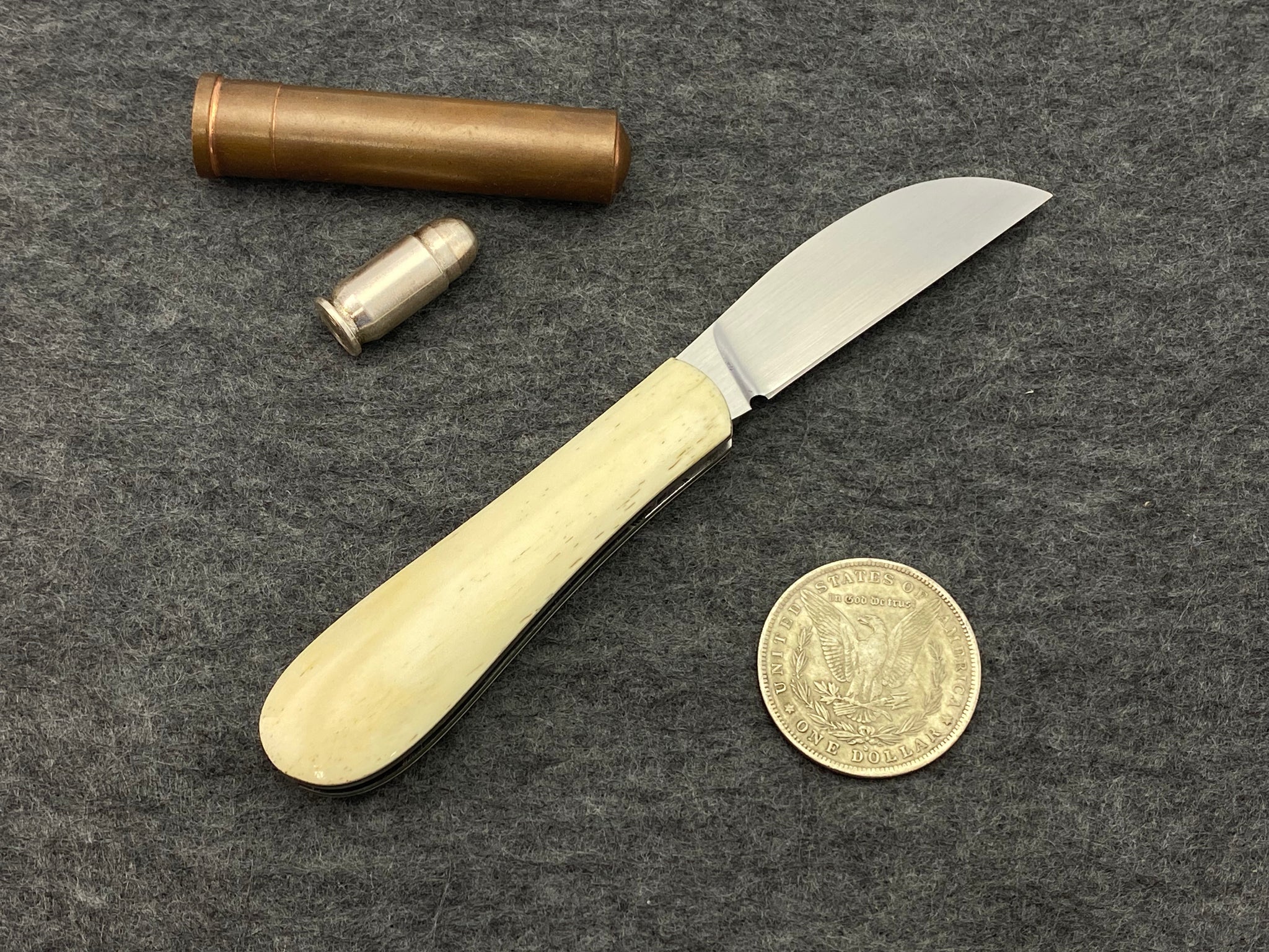 Tinus Stone Medium Companion Slipjoint Giraffe Bone Handle w/ olive drab liners