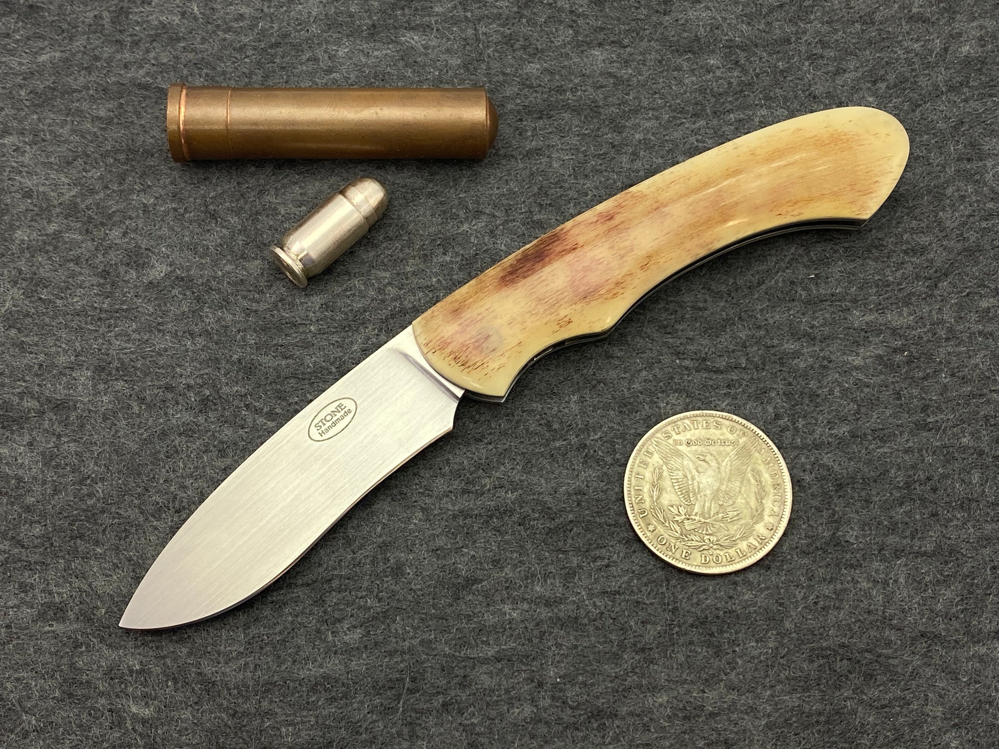 Tinus Stone Large Hunter Slipjoint Kudu Horn