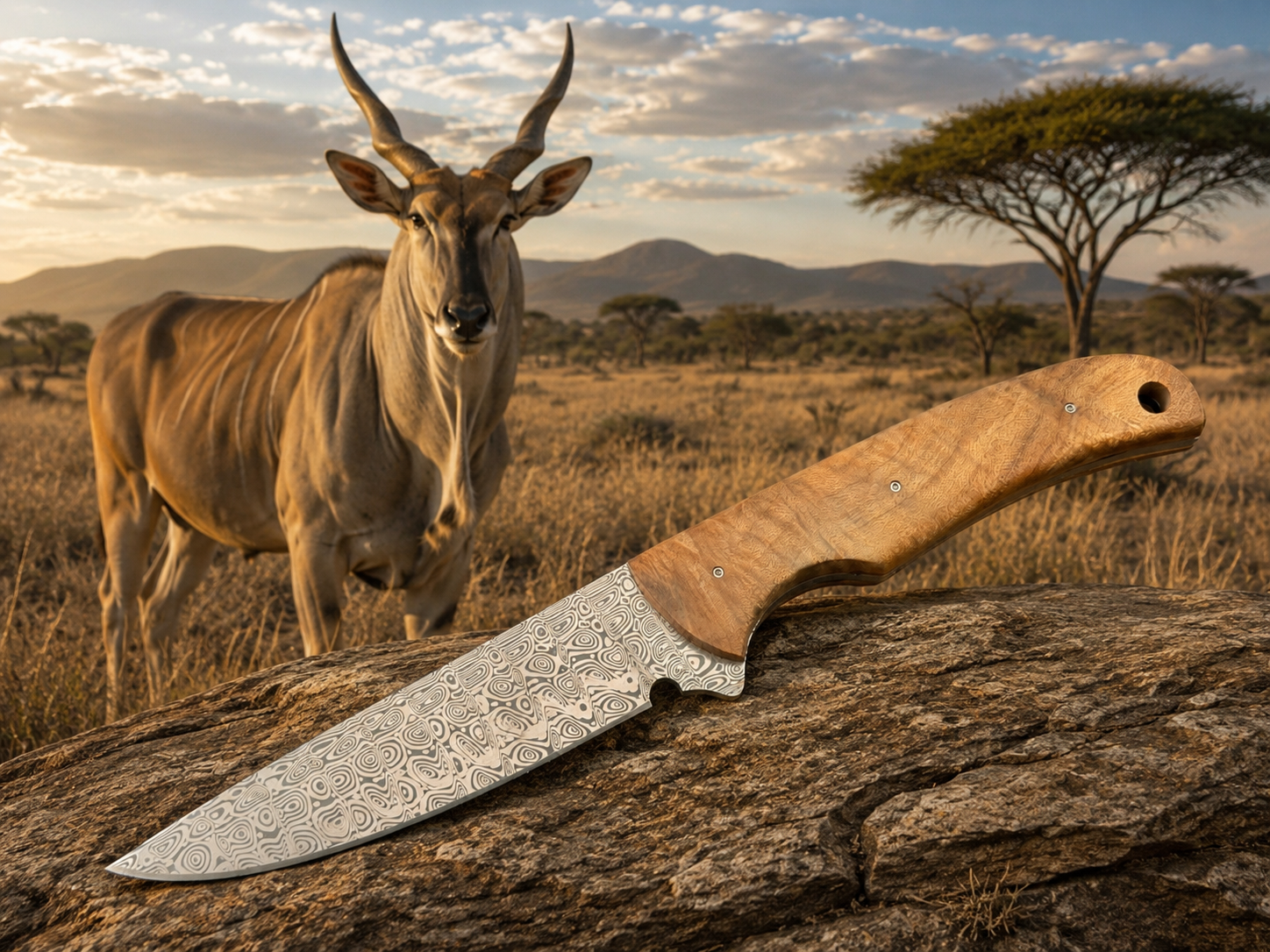 Arno Bernard - Custom Eland Model w/ Wild Olive & Damasteel