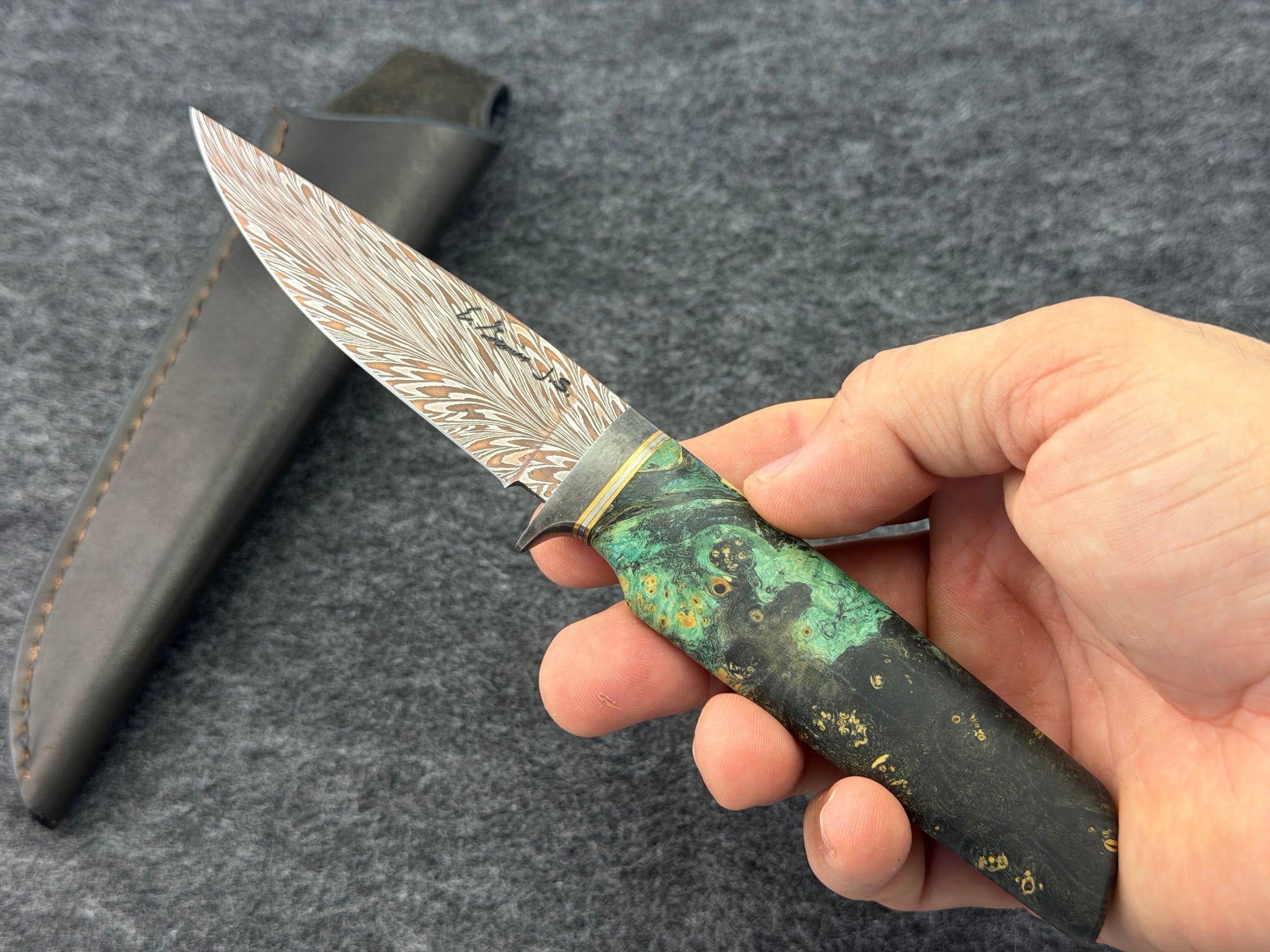 Erik Greiner JS Integral - Damascus Feather Copper Washed