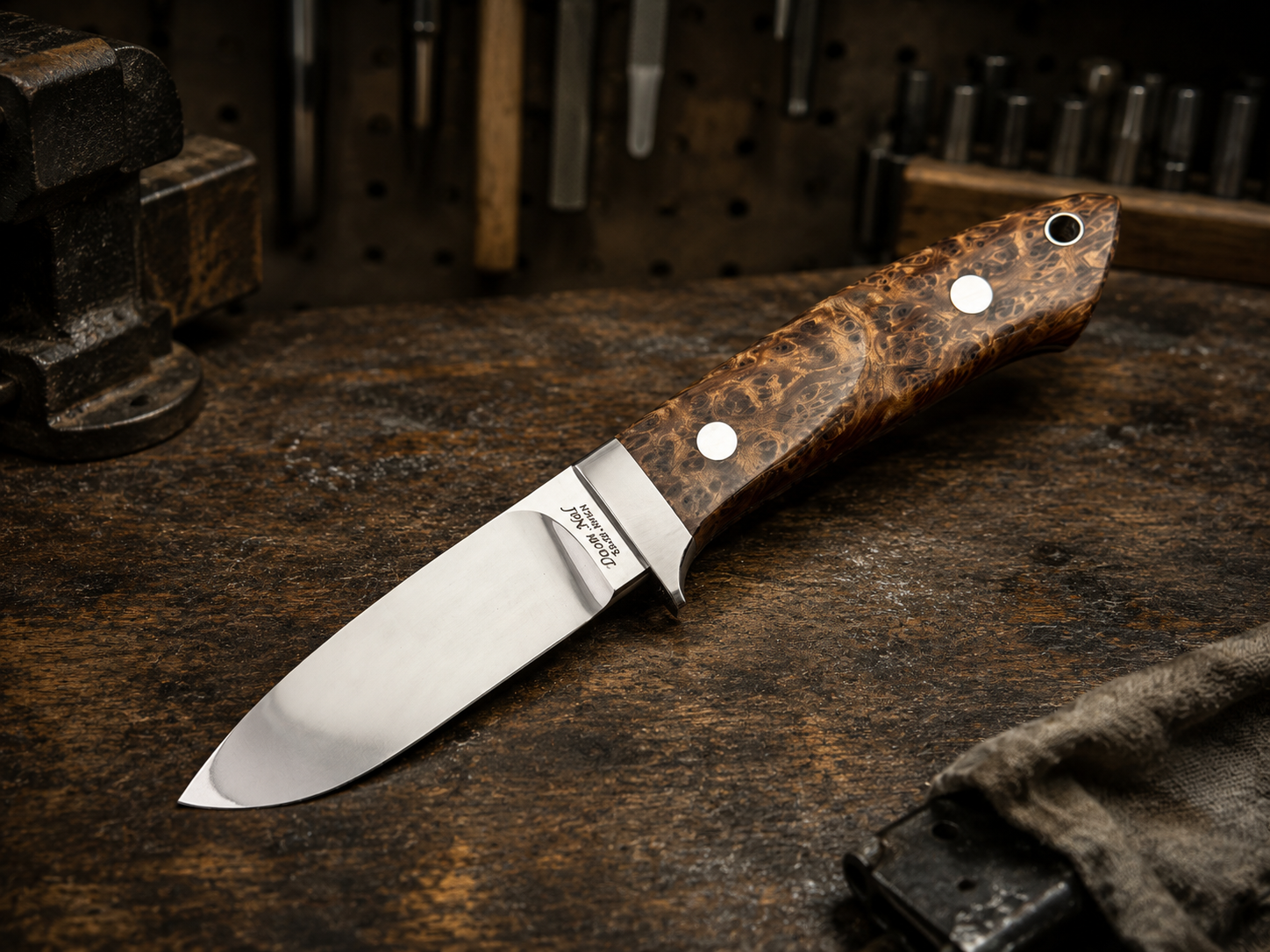 Deon Nel - 4" Drop Point Hunter Red Lace Burl