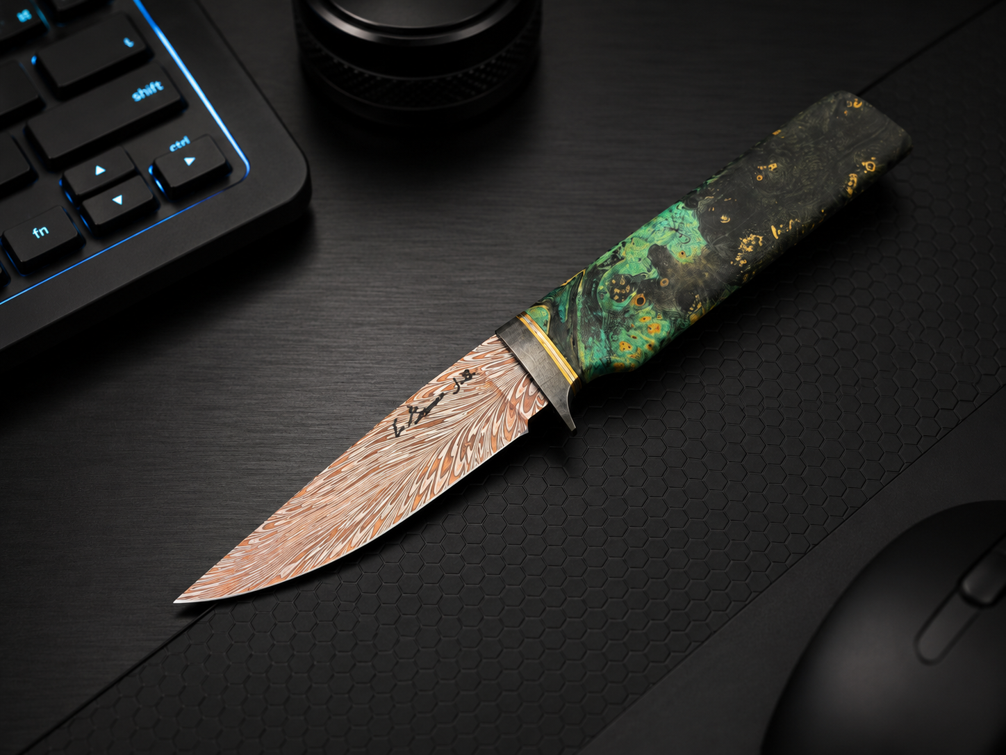 Erik Greiner JS Integral - Damascus Feather Copper Washed