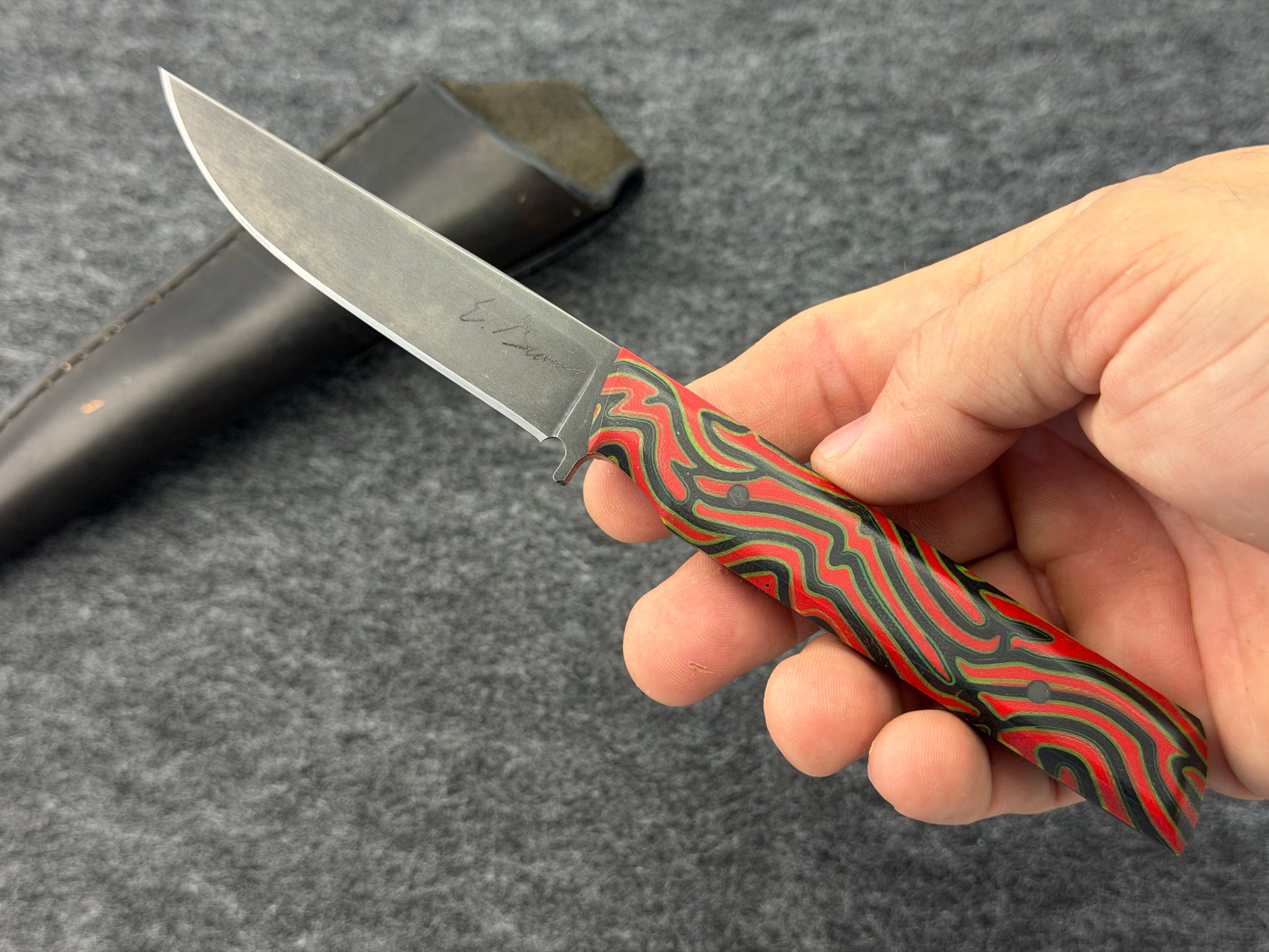 Erik Greiner JS - Fixed Blade w/ Red Nightmare G10