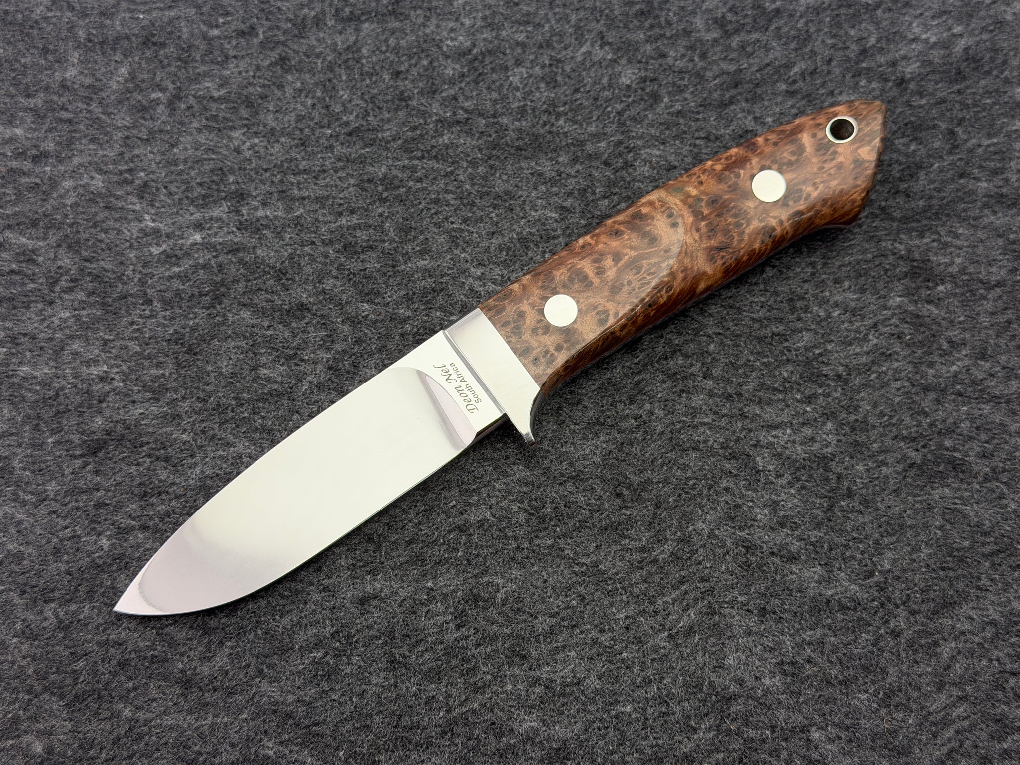 Deon Nel - 4" Drop Point Hunter Red Lace Burl