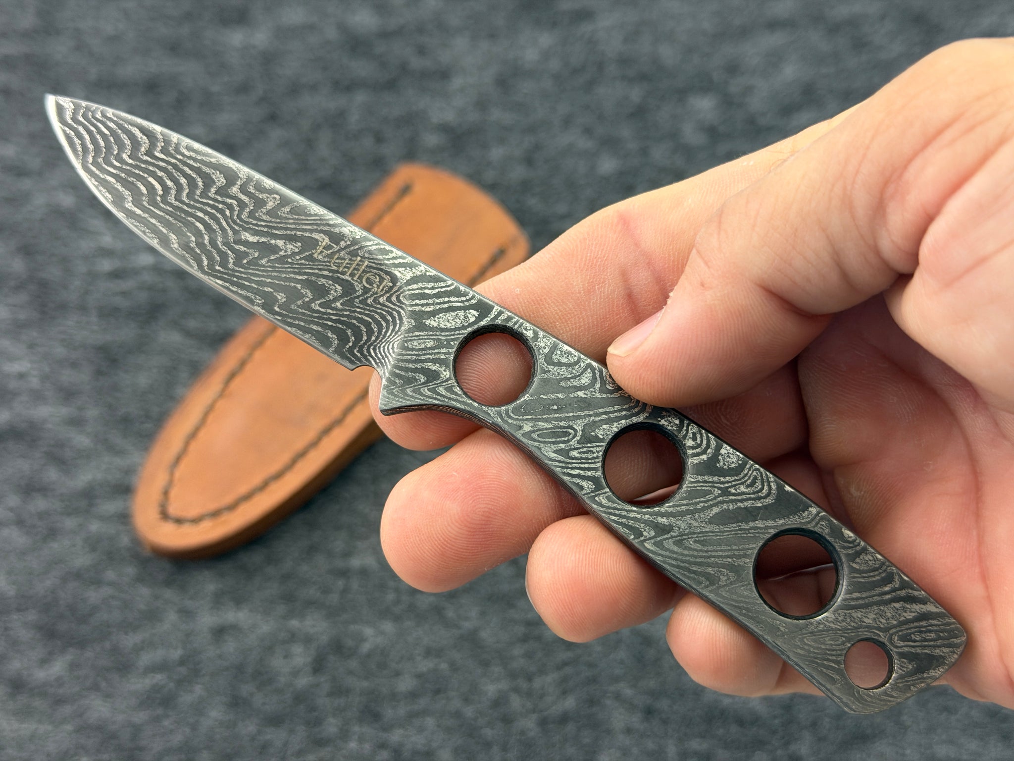 CW Fuller - Naked Damascus Pocket Pal Drop Point
