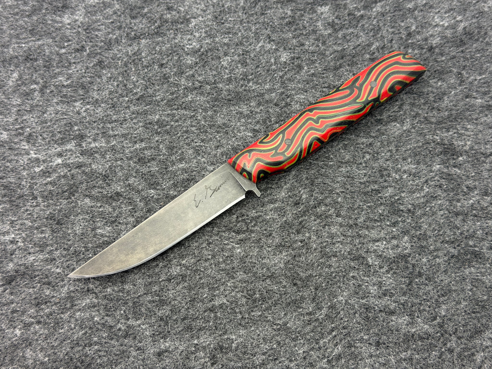 Erik Greiner JS - Fixed Blade w/ Red Nightmare G10
