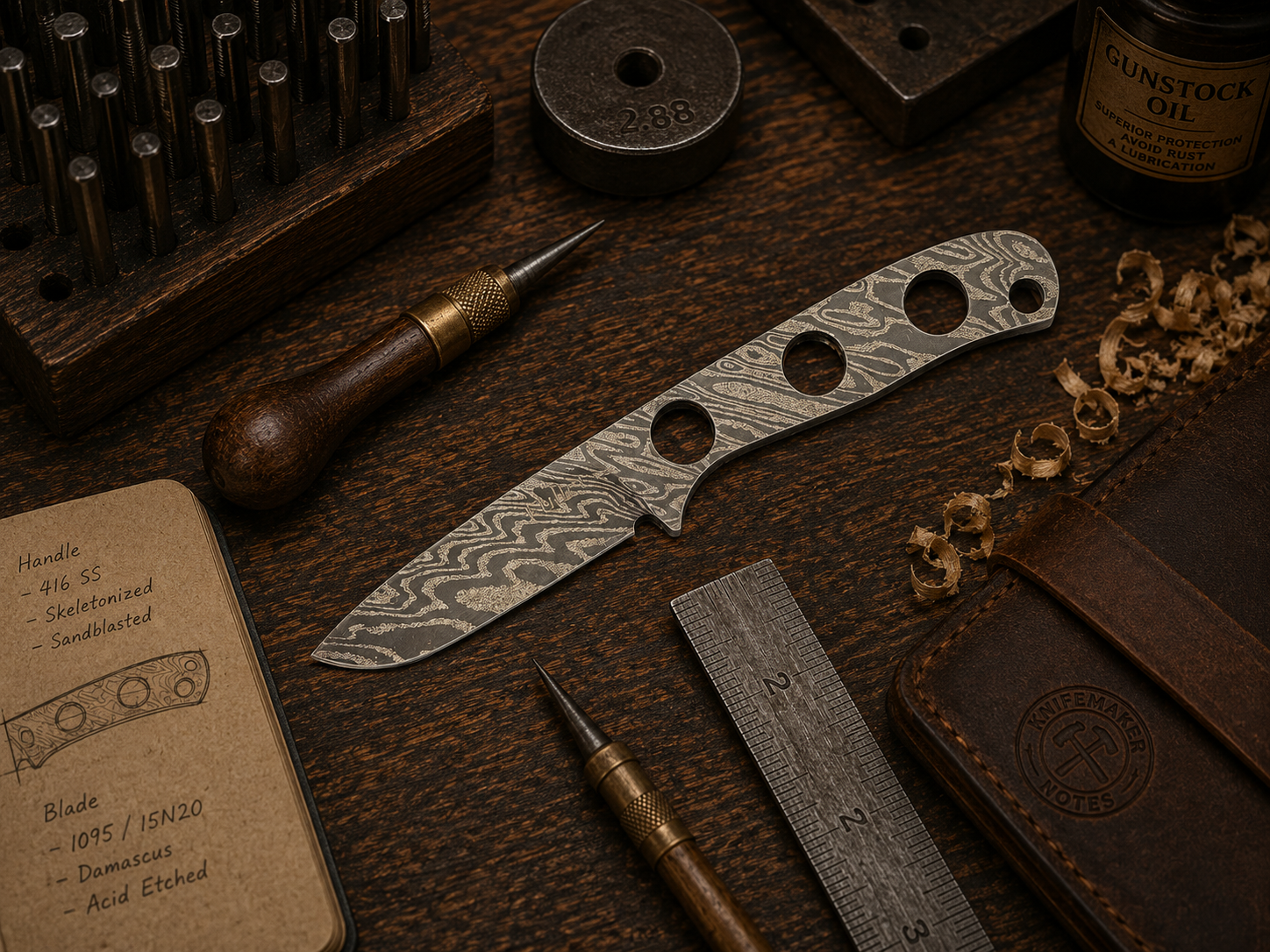 CW Fuller - Naked Damascus Pocket Pal Drop Point - 2
