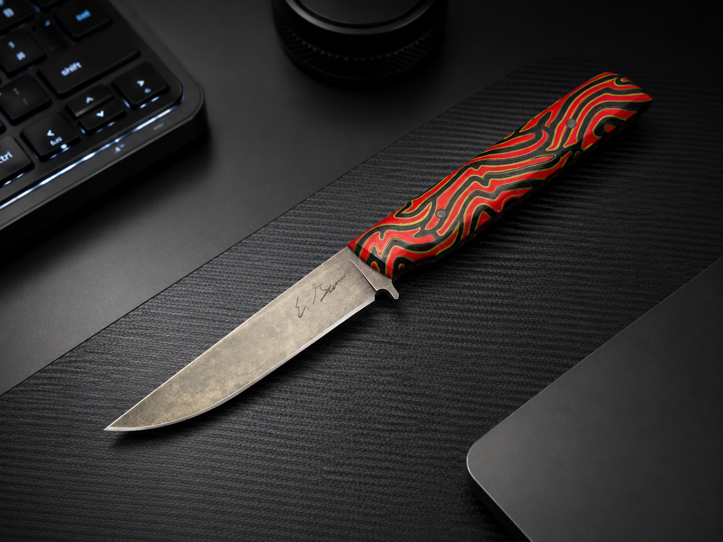 Erik Greiner JS - Fixed Blade w/ Red Nightmare G10