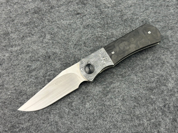 Willem Steenkamp Tarpon Front Flipper w/ Carbon Fiber Handle & Damasteel bolster