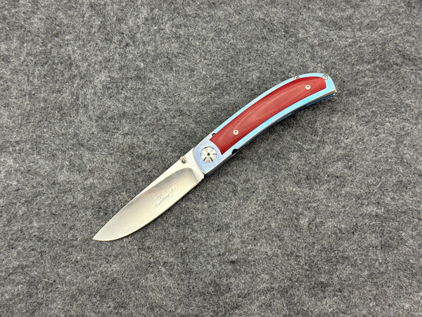 George Muller Titanium Framelock w/ Red G10 Overlay Folder