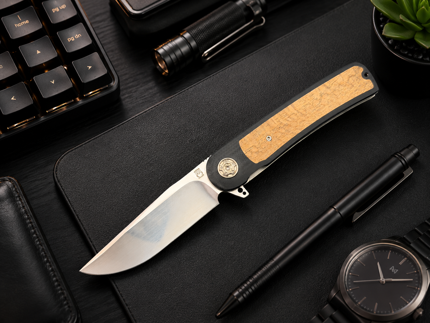 Francois Massyn - 3.5” Droppoint Flipper w/ Silky Oak Inlay