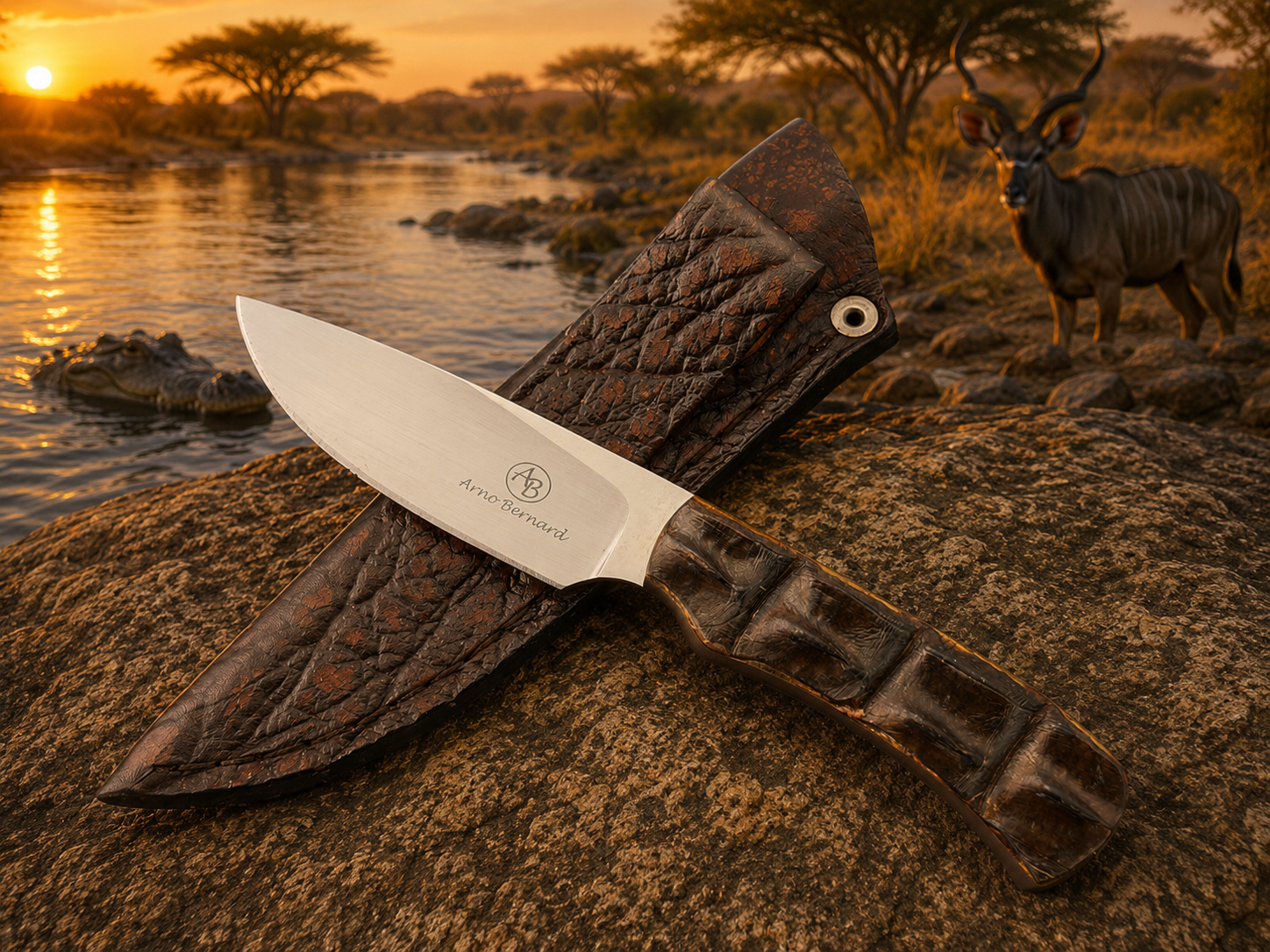Arno Bernard Nyala Model w/ Crocodile Hide Handle #3112-1